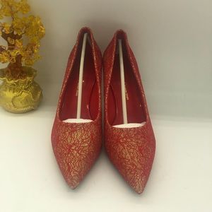 Red Women Pointed Toe High Heel Pumps Shoes